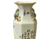 Chinese Scenery Graphic Hexagonal White Porcelain Art Vase GB660S