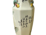 Chinese Scenery Graphic Hexagonal White Porcelain Art Vase GB660S