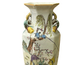 Chinese Scenery Graphic Hexagonal White Porcelain Art Vase GB659S