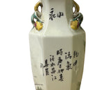 Chinese Scenery Graphic Hexagonal White Porcelain Art Vase GB659S