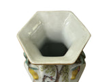 Chinese Scenery Graphic Hexagonal White Porcelain Art Vase GB659S
