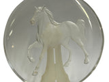 Clear Glass Back Relief Carved Horse Round Display Disc GB797S