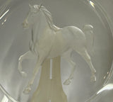 Clear Glass Back Relief Carved Horse Round Display Disc GB797S