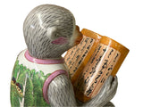 Vintage Oriental Gray Base Color Monkey Reading Book Ceramic Art Figure ws4404S