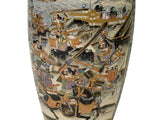 Vintage Asian Satusma Ceramic Handpainted Samurai Relief Dragon Motif Vase ws5026S