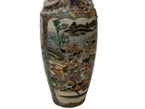 Vintage Asian Satusma Ceramic Handpainted Samurai Relief Dragon Motif Vase ws5026S