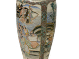 Vintage Asian Satusma Ceramic Handpainted Samurai Relief Dragon Motif Vase ws5026S