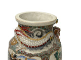 Vintage Asian Satusma Ceramic Handpainted Samurai Relief Dragon Motif Vase ws5026S