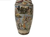 Vintage Asian Satusma Ceramic Handpainted Samurai Relief Dragon Motif Vase ws5026S