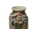 Vintage Asian Satusma Ceramic Handpainted Samurai Relief Dragon Motif Vase ws5026S