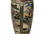 Vintage Asian Satusma Ceramic Handpainted Samurai Relief Dragon Motif Vase ws5026S