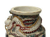 Vintage Asian Satusma Ceramic Handpainted Samurai Relief Dragon Motif Vase ws5026S