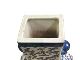 Oriental Blue White Heart Shape Flat Floral Elephant Ring Porcelain Vase ws5062S