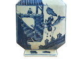 Chinese Blue White Porcelain Hexagonal Figural Graphic Art Vase ws5023S