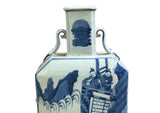 Chinese Blue White Porcelain Hexagonal Figural Graphic Art Vase ws5023S