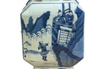 Chinese Blue White Porcelain Hexagonal Figural Graphic Art Vase ws5023S