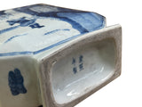Chinese Blue White Porcelain Hexagonal Figural Graphic Art Vase ws5023S