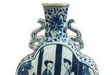 Chinese Blue White Porcelain MoonFlask Scenery Graphic Art Vase ws5022S