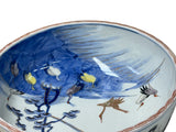 9.5" Asian Style Longevity Cranes Cloud Painted Porcelain Art Bowl GB827S