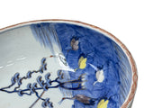 9.5" Asian Style Longevity Cranes Cloud Painted Porcelain Art Bowl GB827S