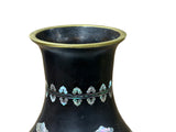 Vintage Metal Black Paint Mother Of Pearl Double Dragon Art Vase GB831S