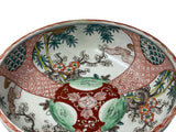 Vintage Asian Round Polychrome Enamel Scenery Graphic Porcelain Bowl ws5069S