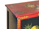 Tibetan Oriental Black Red Foo Dogs Lions End Table Nightstand GB158S
