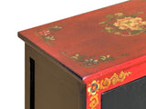 Tibetan Oriental Black Red Foo Dogs Lions End Table Nightstand GB164S