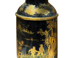 Vintage Chinese Export Black Lacquer Canister Urn Display Art ws4954S
