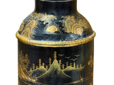 Vintage Chinese Export Black Lacquer Canister Urn Display Art ws4954S
