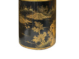 Vintage Chinese Export Black Lacquer Canister Urn Display Art ws4954S