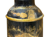 Vintage Chinese Export Black Lacquer Canister Urn Display Art ws4954S