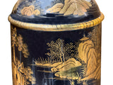Vintage Chinese Export Black Lacquer Canister Urn Display Art ws4954S