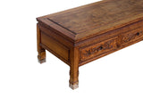 Vintage Natural Wood Pattern Rectangular Drawers Low Coffee Table ws4959S