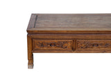 Vintage Natural Wood Pattern Rectangular Drawers Low Coffee Table ws4959S