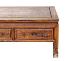 Vintage Natural Wood Pattern Rectangular Drawers Low Coffee Table ws4959S
