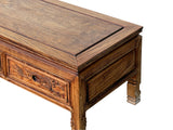 Vintage Natural Wood Pattern Rectangular Drawers Low Coffee Table ws4959S