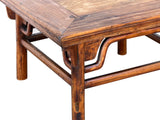 Vintage Rustic Raw Wood-Square Ming Style Apron Low Coffee Table ws4955S