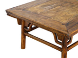 Vintage Rustic Raw Wood-Square Ming Style Apron Low Coffee Table ws4955S