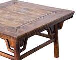 Vintage Rustic Raw Wood-Square Ming Style Apron Low Coffee Table ws4955S