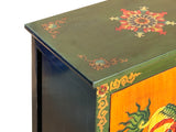 Tibetan Style Green Ochre Two Snowlions End Table Nightstand GB180S