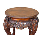 Vintage Carved Solid Wood Dragon Round Plant Stand Display Accent Table ws5034S