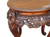 Vintage Carved Solid Wood Dragon Round Plant Stand Display Accent Table ws5034S