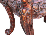 Vintage Carved Solid Wood Dragon Round Plant Stand Display Accent Table ws5034S