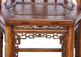 Vintage Brown Lattice Work Hexagonal Narrow Accent Armchair ws4996S