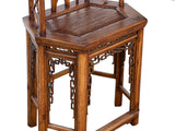 Vintage Brown Lattice Work Hexagonal Narrow Accent Armchair ws4996S