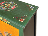 Tibetan Style Green Orange Two Tigers End Table Nightstand GB178S