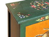 Tibetan Style Green Orange Two Tigers End Table Nightstand GB178S