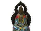 Vintage Cloisonne Enamel Lotus Bodhisattva Metal Buddha Statue GB182S