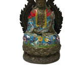 Vintage Cloisonne Enamel Lotus Bodhisattva Metal Buddha Statue GB182S